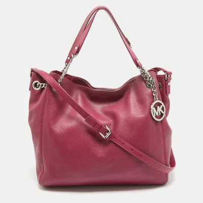 Pre-owned Michael Michael Kors Magenta Leather Chain Shoulder Bag In Pink