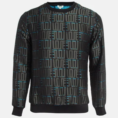 KENZO Pre-owned Grey Monogram Jacquard Crew Neck Sweatshirt S