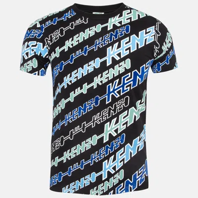 KENZO Pre-owned Black Logo Graphic Print Cotton Crew Neck T-shirt Xs