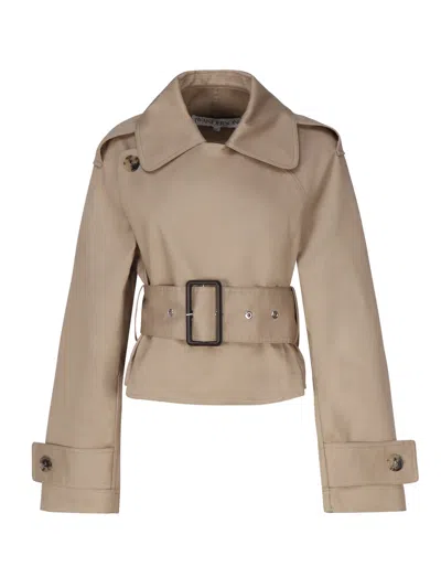 Shop Jw Anderson J.w. Anderson Cropped Trench Coat In Beige
