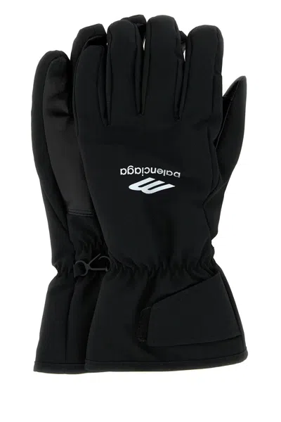 Shop Balenciaga Black Polyester Ski Gloves In Default Title