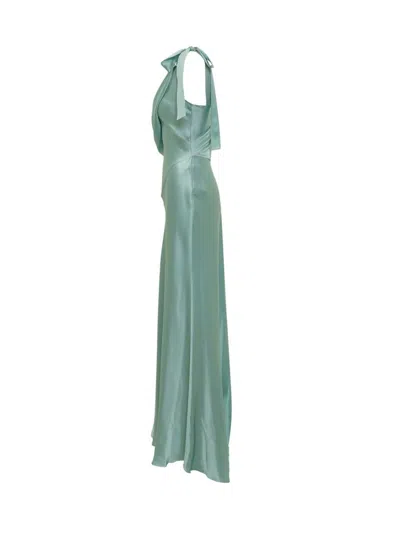Shop Alberta Ferretti Silk Satin Dress In Blue