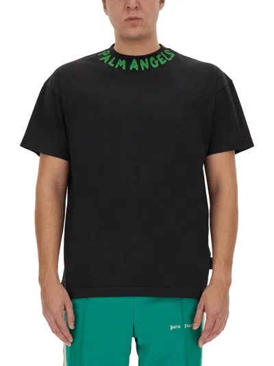Shop Palm Angels T-shirt With Logo In Nero