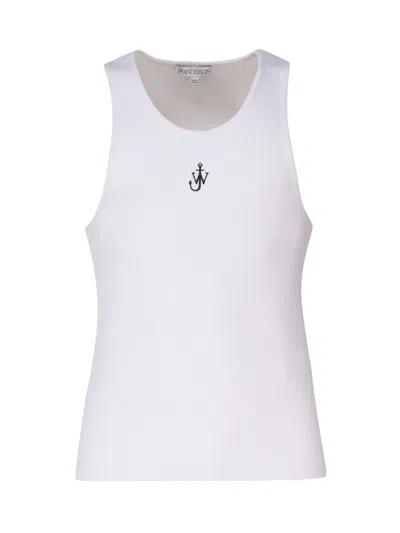 Shop Jw Anderson J.w. Anderson Anchor Tank Top With Embroidery In White