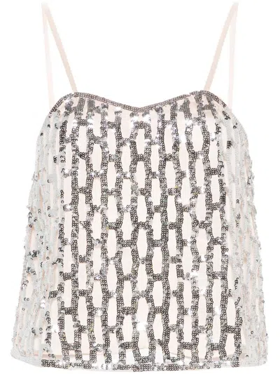 Shop Forte Forte Forte_forte Top In Spangled Mesh In Silver