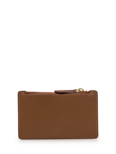 Shop Pinko Card Holder With Logo In Brown