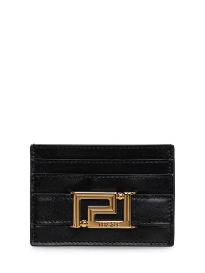 Shop Versace Greek Goddess Card Holder In Black