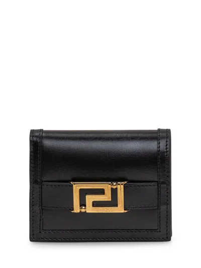 Shop Versace Greek Goddess Wallet In Black