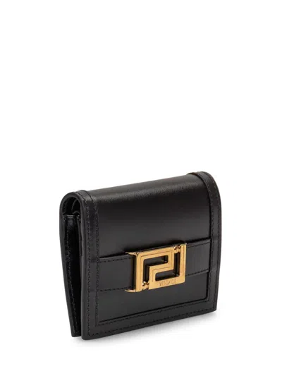 Shop Versace Greek Goddess Wallet In Black