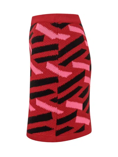 Shop Versace Knit Skirt In Red