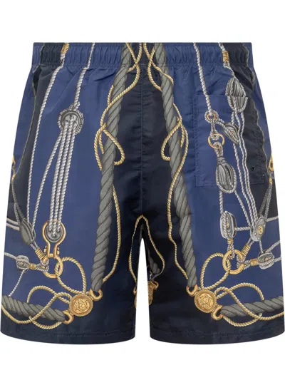 Shop Versace Nautical Sea Shorts In Blue