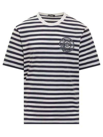Shop Versace Nautical Stripe T-shirt In Blue