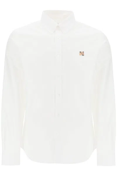 Shop Maison Kitsuné Camicia Oxford Mini Fox Head In White