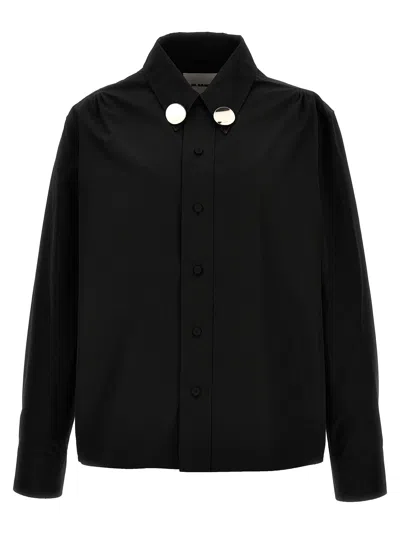 Shop Jil Sander Jewel Detail Shirt Shirt, Blouse In Black