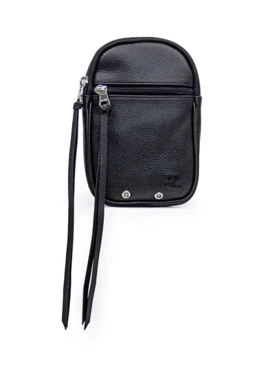 Shop Courrèges Courreges Leather Shoulder Bag In Black