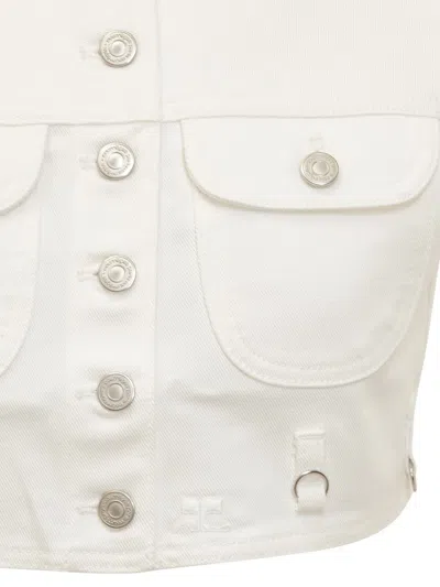 Shop Courrèges Courreges Multiflex Denim Jacket In White