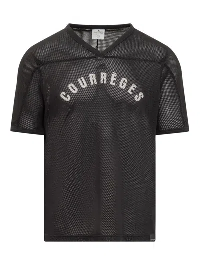 Shop Courrèges Courreges T-shirt Mesh Baseball In Black