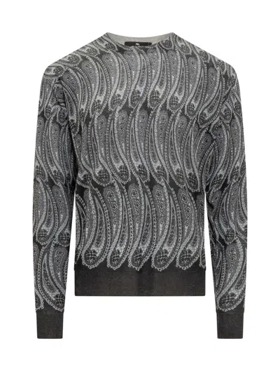 Shop Etro Crew Neck Sweater In Black