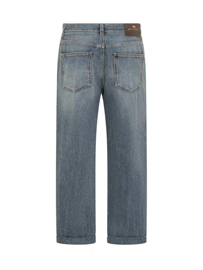 Shop Etro Jeans With Pegasus In Blue
