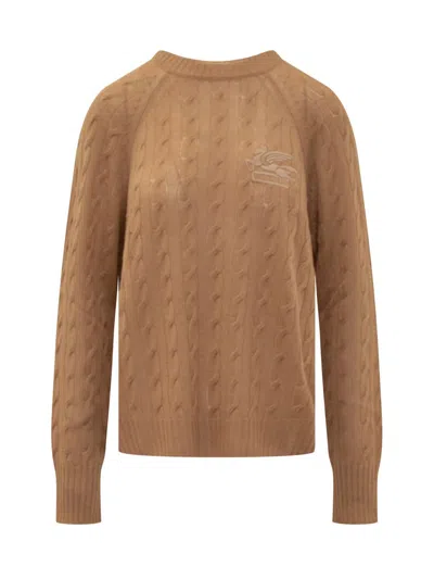 Shop Etro Sweater With Pegasus In Brown