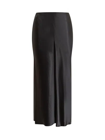 Shop Ferragamo Satin Longuette Skirt In Black