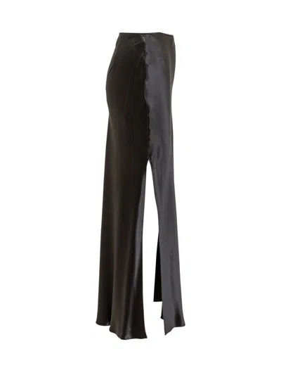 Shop Ferragamo Satin Longuette Skirt In Black