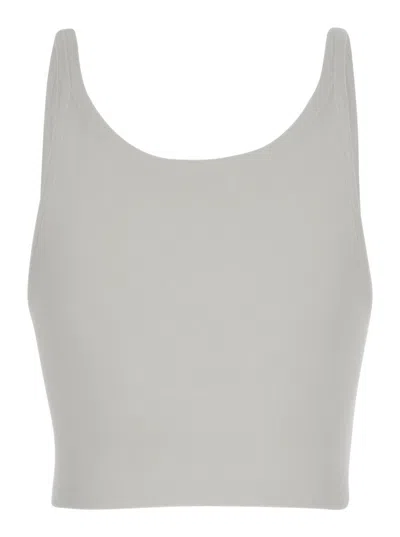 Shop Palm Angels White Cropped Tank Top With Embroidered Logo In Cotton Woman