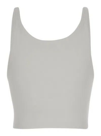 Palm Angels White Cropped Tank Top With Embroidered Logo In Cotton Woman In White