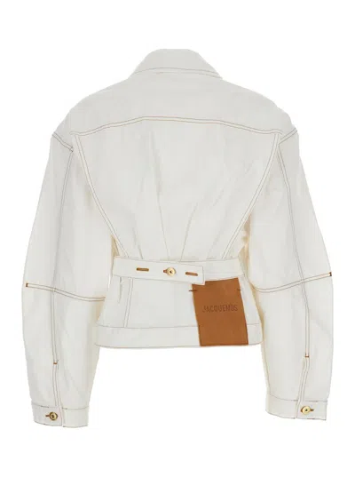 Shop Jacquemus White Denim Jacket 'la Veste De-nîmes' In Cotton Woman