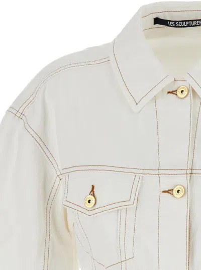 Shop Jacquemus White Denim Jacket 'la Veste De-nîmes' In Cotton Woman