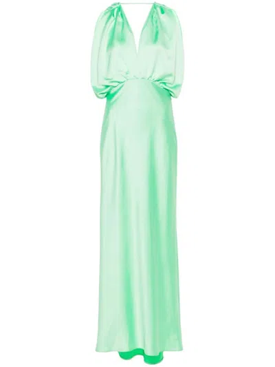 Shop Pinko Dolcetto Long Dress With V-neck In Green