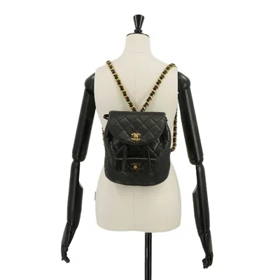 Pre-owned Chanel Matelassé Black Leather Backpack Bag ()