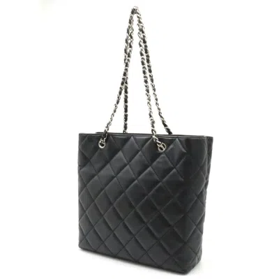 Pre-owned Chanel Matelassé Black Leather Tote Bag ()