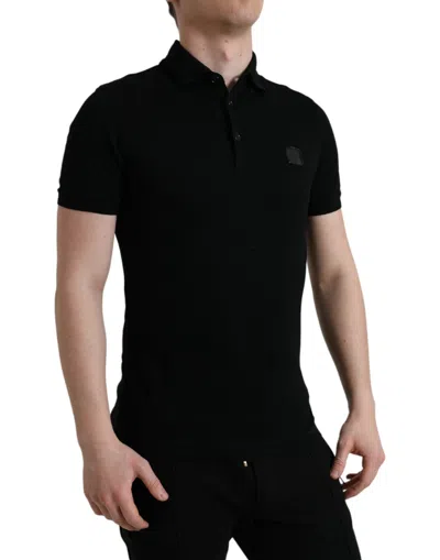 Shop Dolce & Gabbana Elegant Black Cotton Polo Men's Shirt
