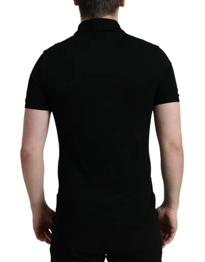 Shop Dolce & Gabbana Elegant Black Cotton Polo Men's Shirt