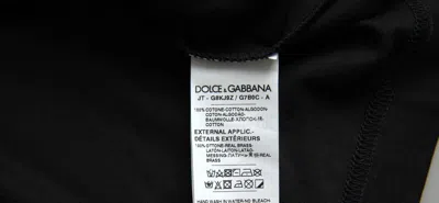 Shop Dolce & Gabbana Elegant Black Cotton Crewneck Tee With Dog Tag Men's Detail
