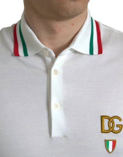 Shop Dolce & Gabbana White Logo Collared Short Sleeve Men's T-shirt