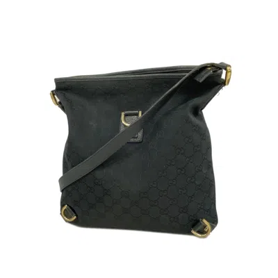 Shop Gucci Abbey Black Canvas Shoulder Bag ()