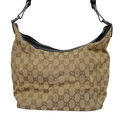 Shop Gucci Bamboo Brown Canvas Shoulder Bag ()