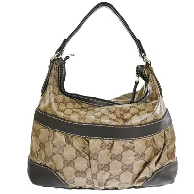 Shop Gucci Gg Crystal Beige Canvas Shoulder Bag ()
