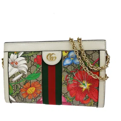 Shop Gucci Gg Flora Multicolour Canvas Shoulder Bag ()