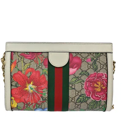Shop Gucci Gg Flora Multicolour Canvas Shoulder Bag ()