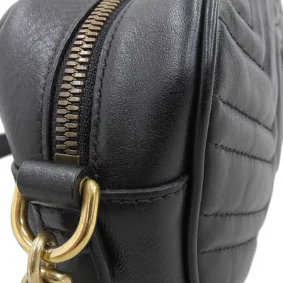 Shop Gucci Gg Marmont Black Leather Shoulder Bag ()