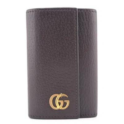 Shop Gucci Gg Marmont Brown Leather Wallet  ()