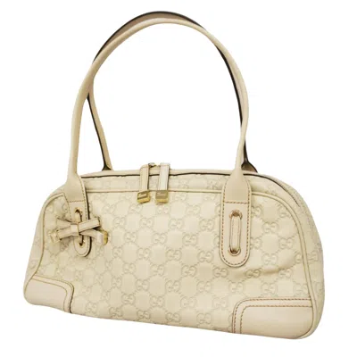 Shop Gucci Gg Pattern White Leather Shopper Bag ()