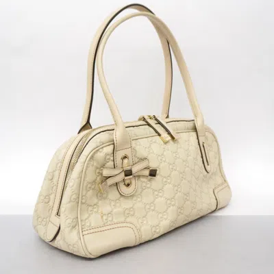 Shop Gucci Gg Pattern White Leather Shopper Bag ()
