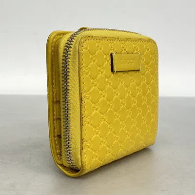 Shop Gucci Micro Ssima Yellow Leather Wallet  ()