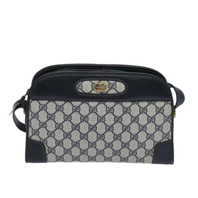 Shop Gucci Web Navy Canvas Shoulder Bag ()