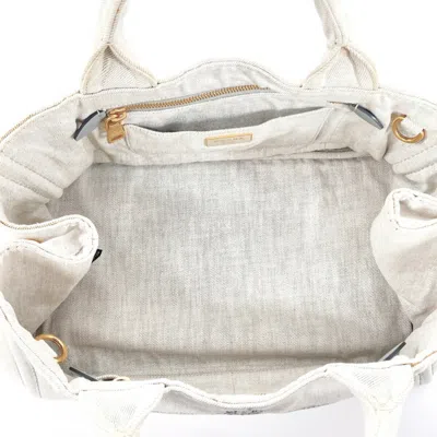 Shop Prada Canapa Grey Denim - Jeans Tote Bag ()