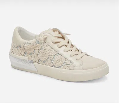 Shop Dolce Vita Zina Sneakers In Cream Blue Lace In Beige